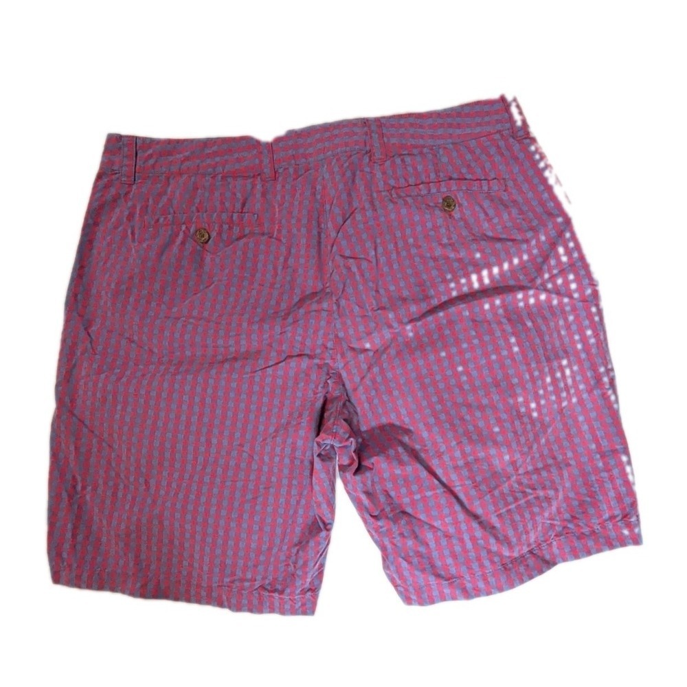 Tailor Vintage Shorts Mens sz 32 Red Blue Gingham Check Chino Beach Preppy - Picture 2 of 16